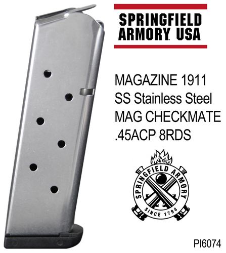 SPRINGFIEL ARMORY Colt 1911 Magazin 8 Schuss .45 ACP SS STAINLESS STEEL 8rd