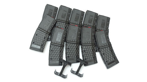 Bundle Angebot 10x OA Active MAG 5.56x45mm/.300BLK, 10-Schuss, schwarz + 2 gratis Magazinkoppler